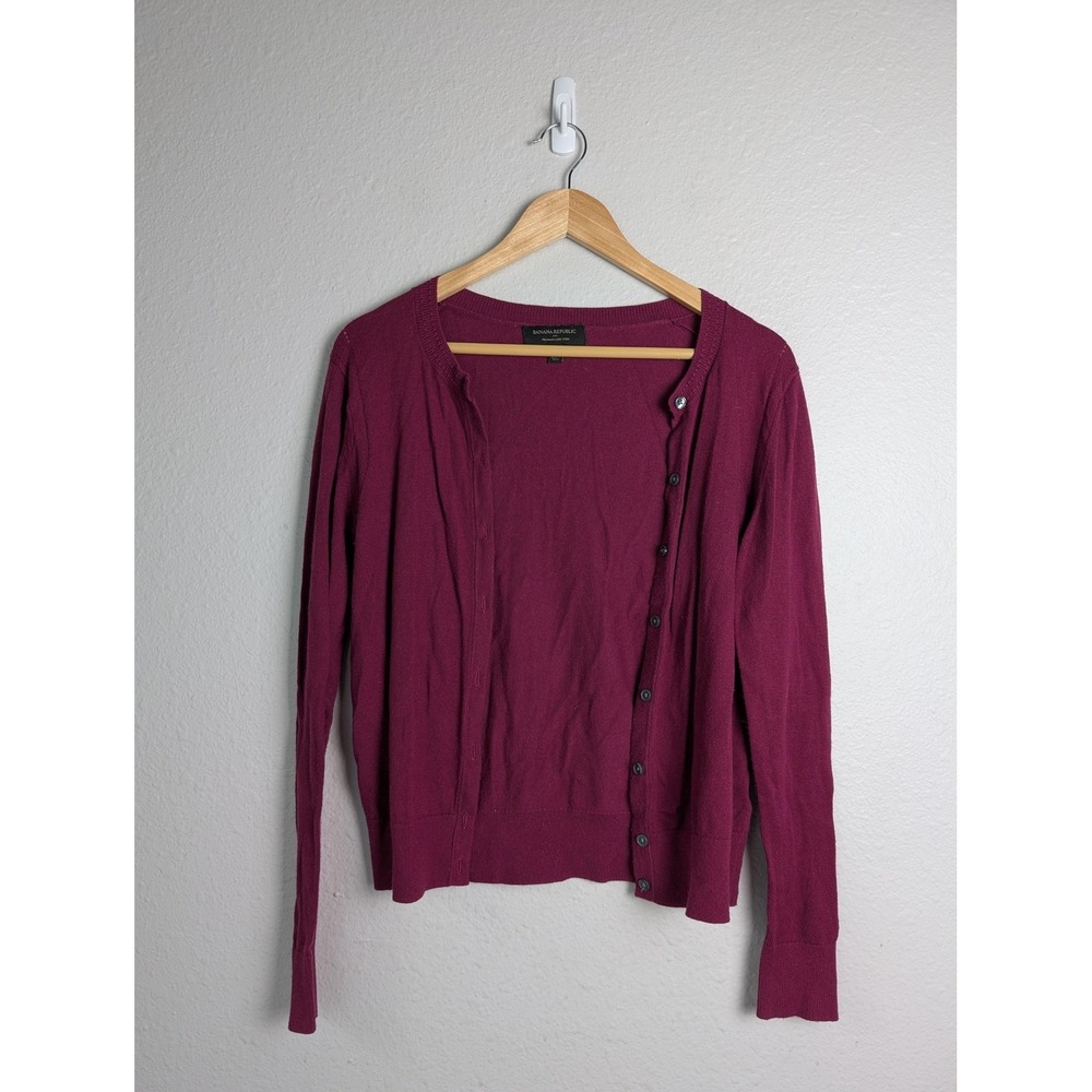 Banana Republic Sweater Cardigan Womens‎ XS Purple Lightweight Crew Button
